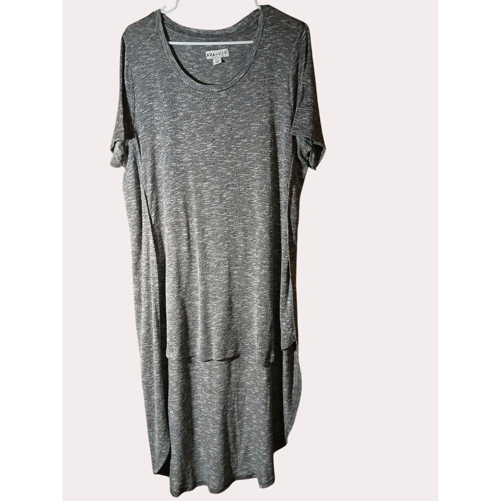 Ava Viv Womens Heather Gray Short-Sleeve High Low Tunic Dress Top 1X NWT New